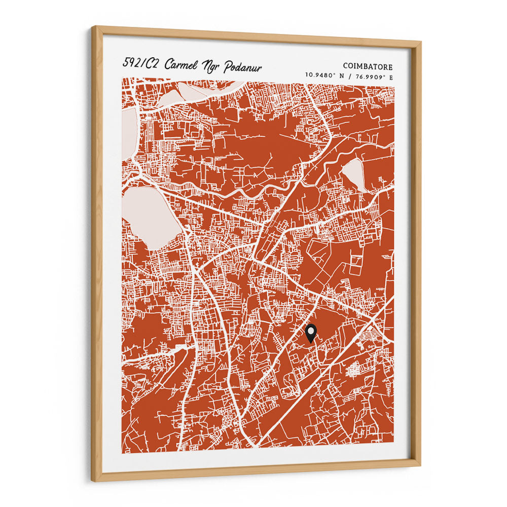 Map Art - Burnt Orange - Modern #2