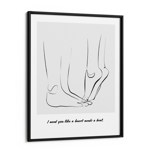 Personalized Line Art - Tip Toe (Grey) Nook At You Matte Paper Black Frame