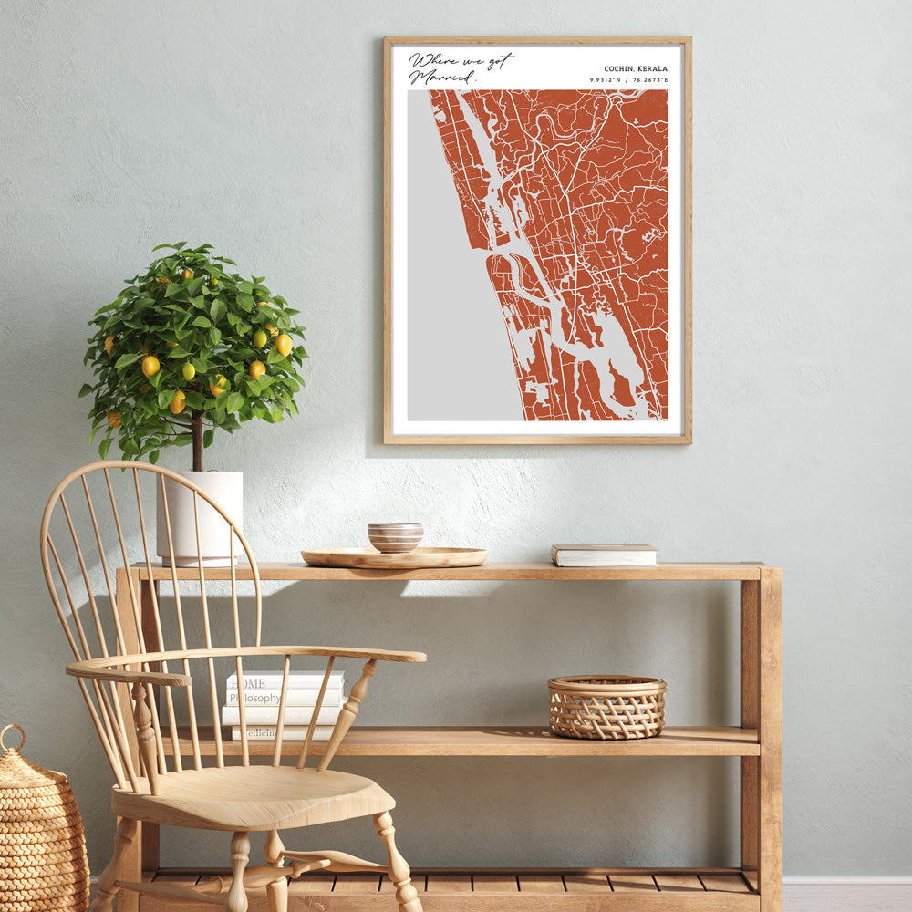 Map Art - Burnt Orange - Modern #2 Wall Journals