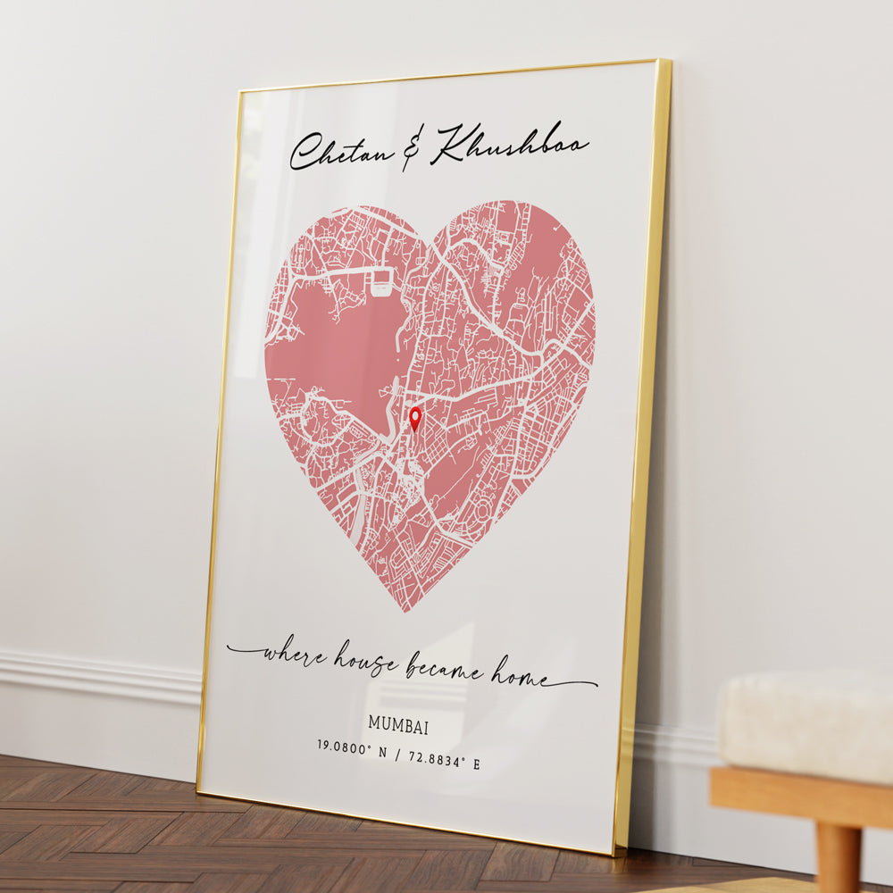 Map Art - Baby Pink - Love