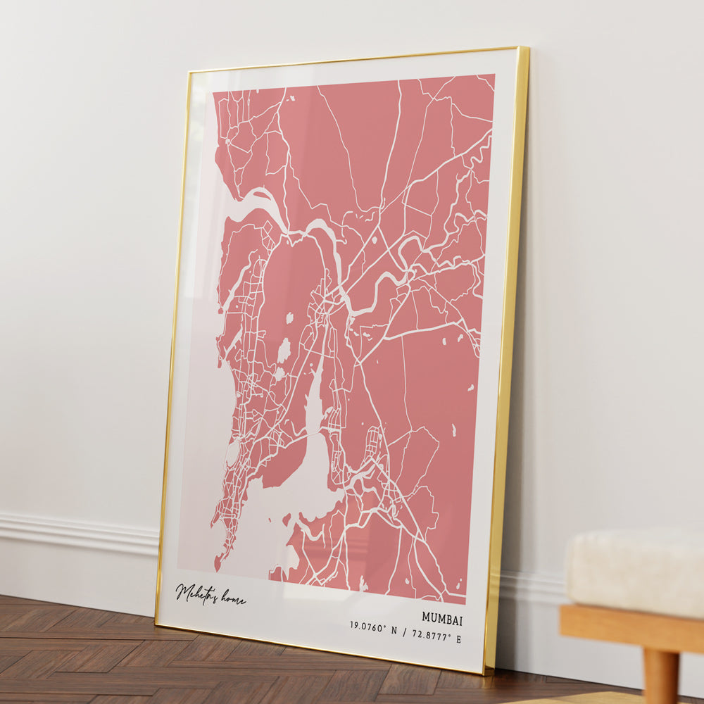 Map Art - Baby Pink - Modern #1