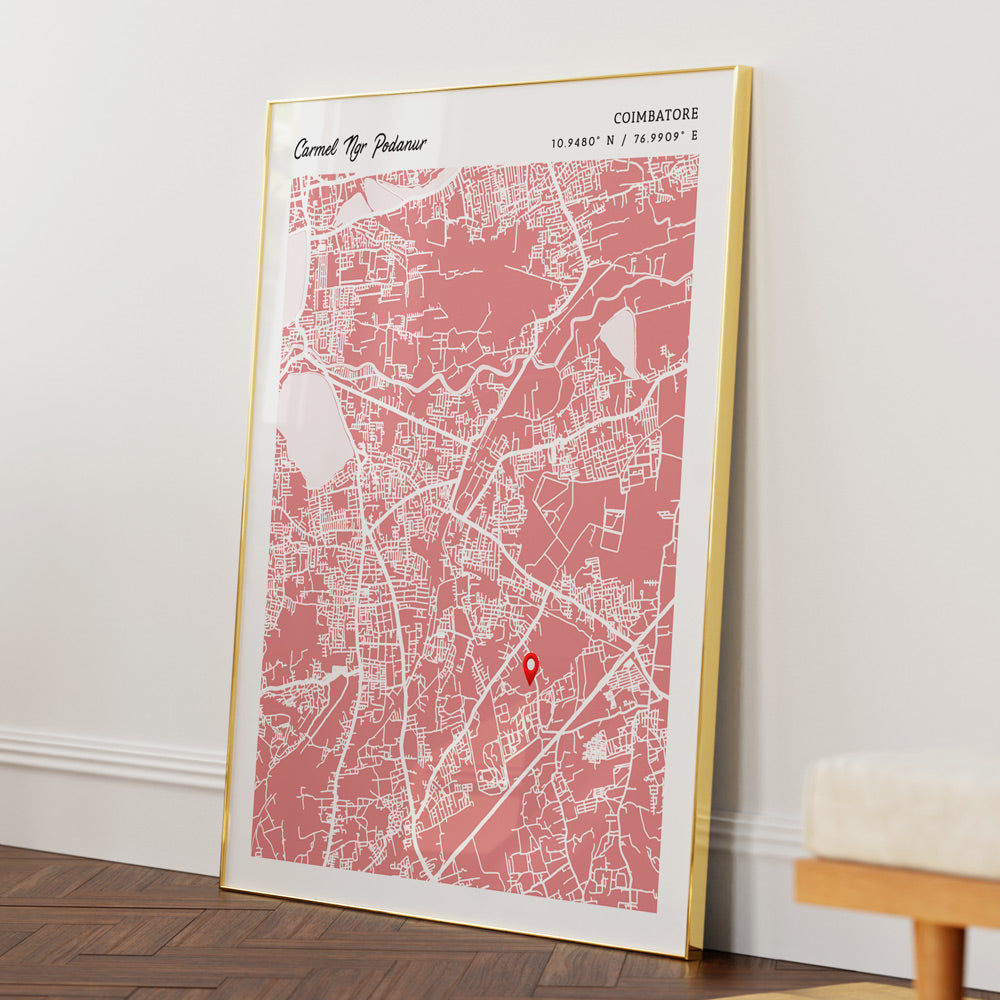 Map Art - Baby Pink - Modern #2