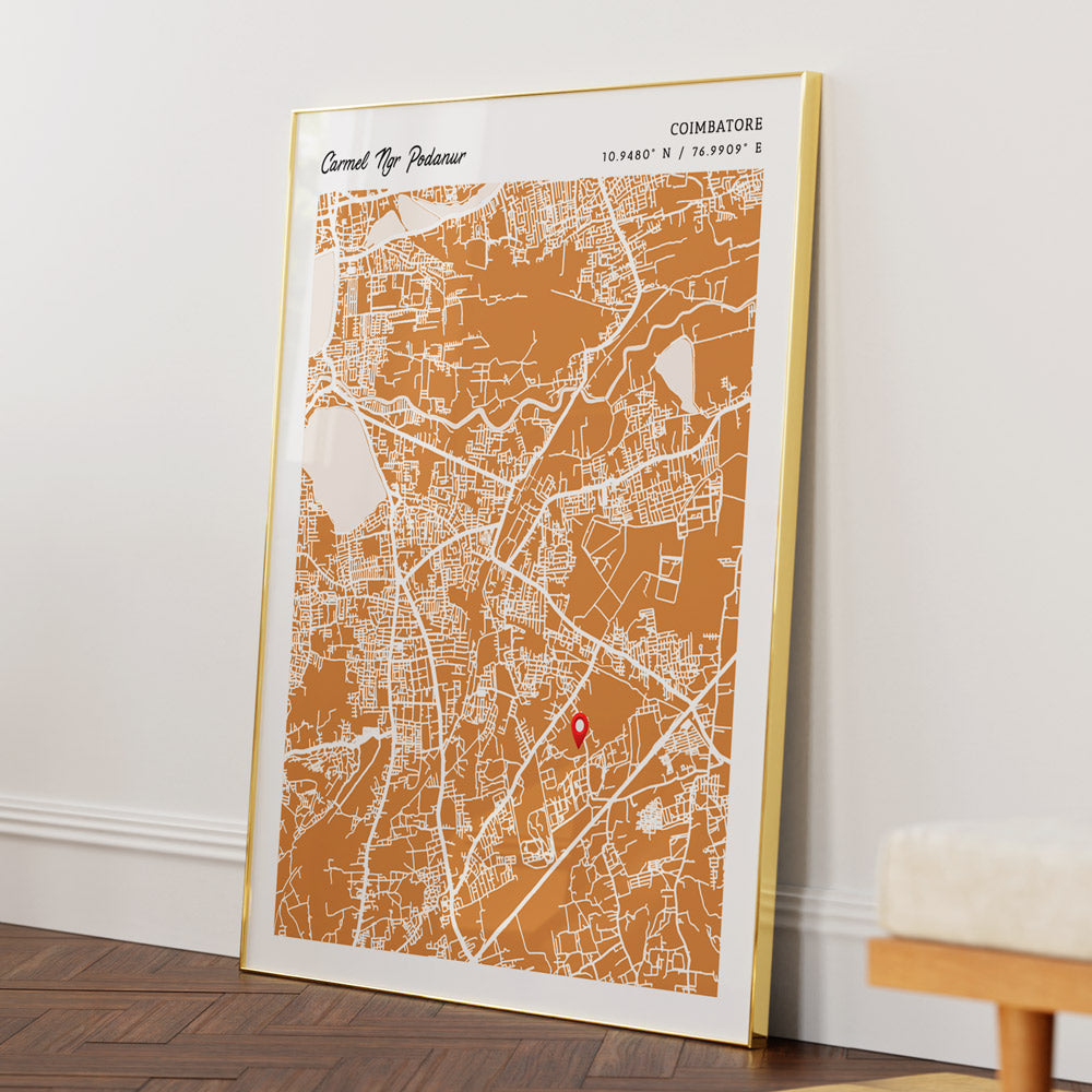 Map Art - Mustard - Modern #2