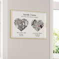 Load image into Gallery viewer, Dual Heart City Map - White Wall Journals Matte Paper Gold Metal Frame
