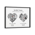 Load image into Gallery viewer, Dual Heart City Map - White Wall Journals Matte Paper Black Frame
