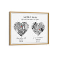 Load image into Gallery viewer, Dual Heart City Map - White Wall Journals Matte Paper Wooden Frame
