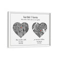 Load image into Gallery viewer, Dual Heart City Map - Slate Grey Wall Journals Matte Paper White Frame
