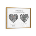 Load image into Gallery viewer, Dual Heart City Map - Slate Grey Wall Journals Matte Paper Wooden Frame
