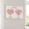 Load image into Gallery viewer, Dual Heart City Map - Baby Pink Wall Journals Matte Paper Gold Metal Frame
