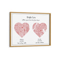 Load image into Gallery viewer, Dual Heart City Map - Baby Pink Wall Journals Matte Paper Wooden Frame
