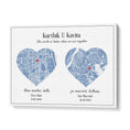 Load image into Gallery viewer, Dual Heart City Map - Powder Blue Wall Journals Matte Paper Rolled Art
