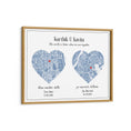 Load image into Gallery viewer, Dual Heart City Map - Powder Blue Wall Journals Matte Paper Wooden Frame

