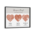 Load image into Gallery viewer, Triple Heart City Map - Burnt Orange Wall Journals Matte Paper Black Frame
