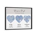 Load image into Gallery viewer, Triple Heart City Map - Powder Blue Wall Journals Matte Paper Black Frame
