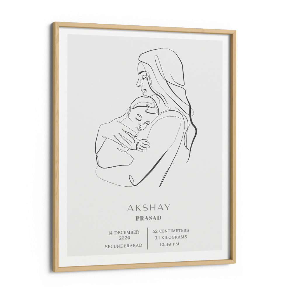 Personalized Line Art - Birth Poster Nook At You Matte Paper Wooden Frame