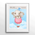 Load image into Gallery viewer, Personalized Birth Poster - Baby Elephant Wall Journals Matte Paper White Frame With Mount
