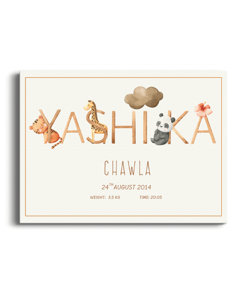 Personalized Kids Name Poster - Baby Animals Wall Journals Matte Paper Rolled Art