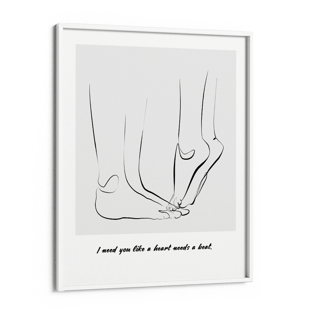 Personalized Line Art - Tip Toe (Grey) Nook At You Matte Paper White Frame