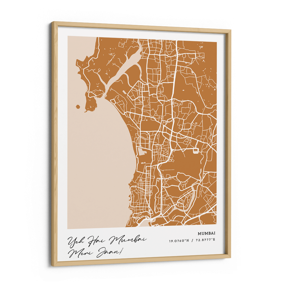 Map Art - Amber - Modern #1 Wall Journals Matte Paper Wooden Frame