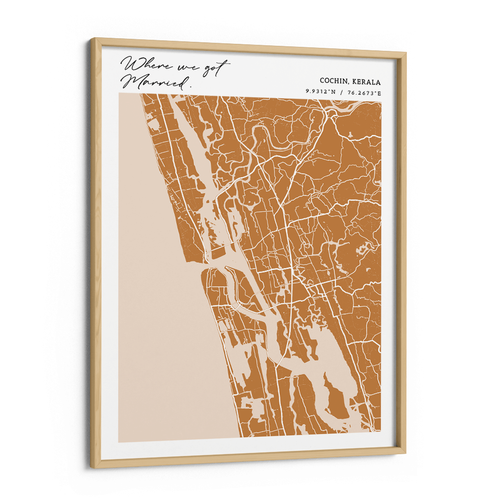 Map Art - Mustard - Modern #2 Wall Journals Matte Paper Wooden Frame