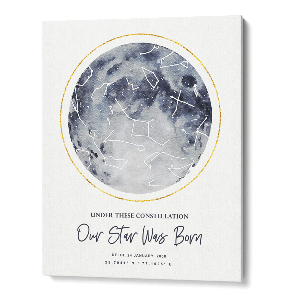 Custom Star Map - Moon Wall Journals Canvas Gallery Wrap