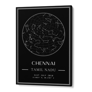 Custom Star Map - Black - Classic Wall Journals Canvas Gallery Wrap