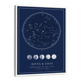 Load image into Gallery viewer, Custom Star Map - Navy Blue - Lunar Wall Journals Matte Paper White Frame
