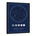 Load image into Gallery viewer, Custom Star Map - Navy Blue - Lunar Wall Journals Matte Paper Black Frame
