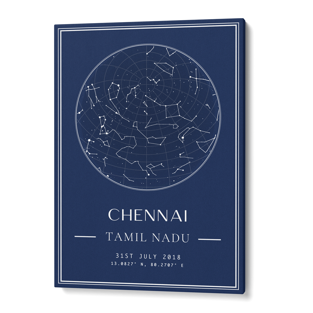 Custom Star Map - Navy Blue - Classic Wall Journals Canvas Gallery Wrap