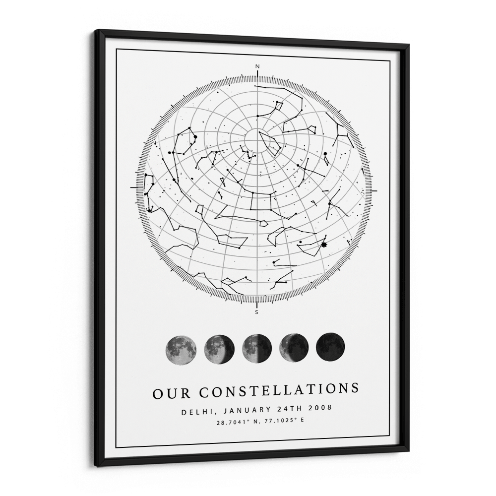 Custom Star Map - White - Lunar Wall Journals Matte Paper Black Frame