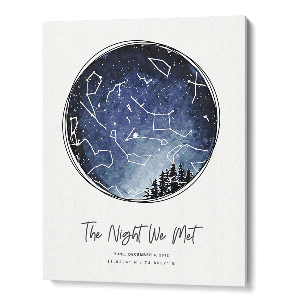 Custom Star Map - Starry Night Wall Journals Canvas Gallery Wrap