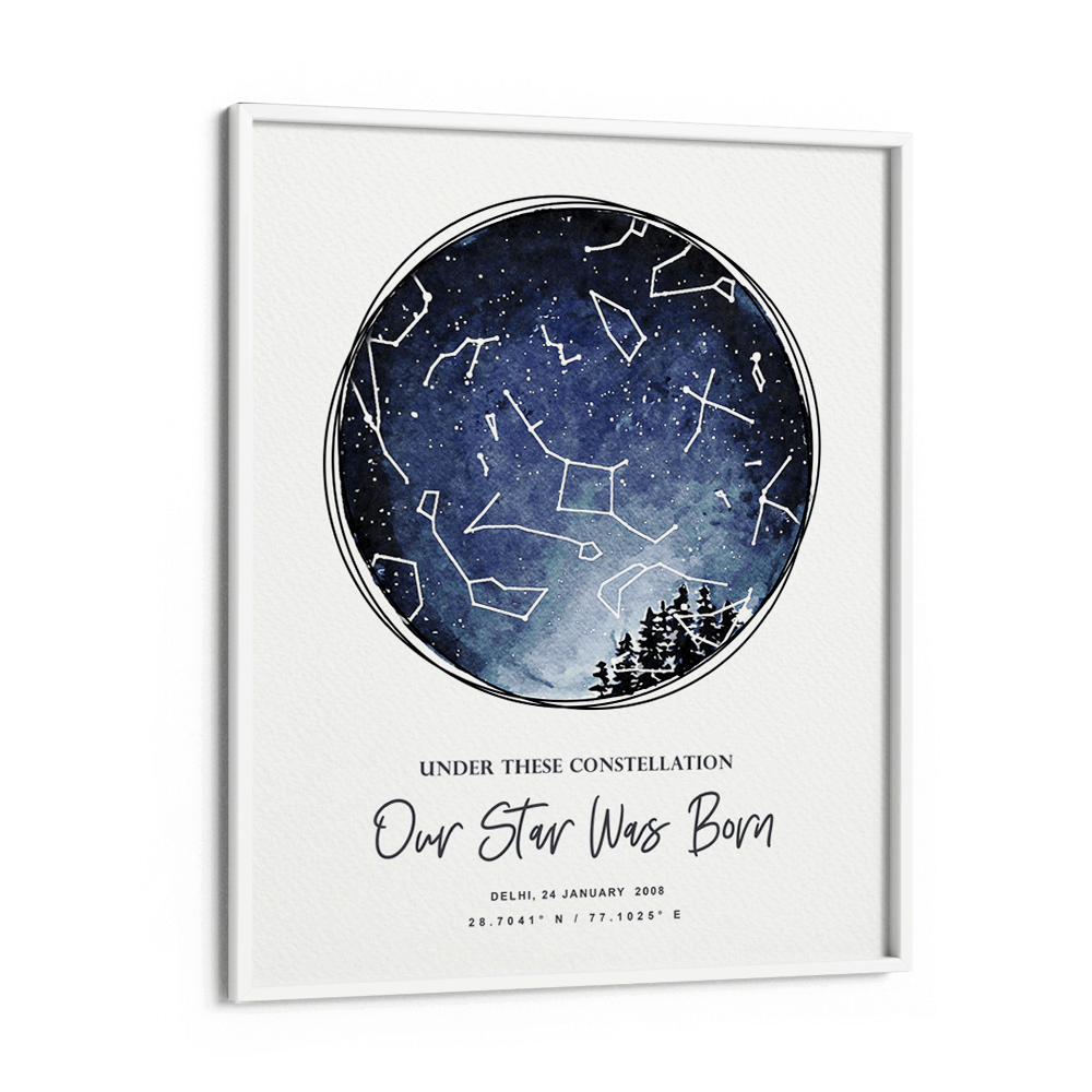 Custom Star Map - Starry Night Wall Journals Matte Paper White Frame