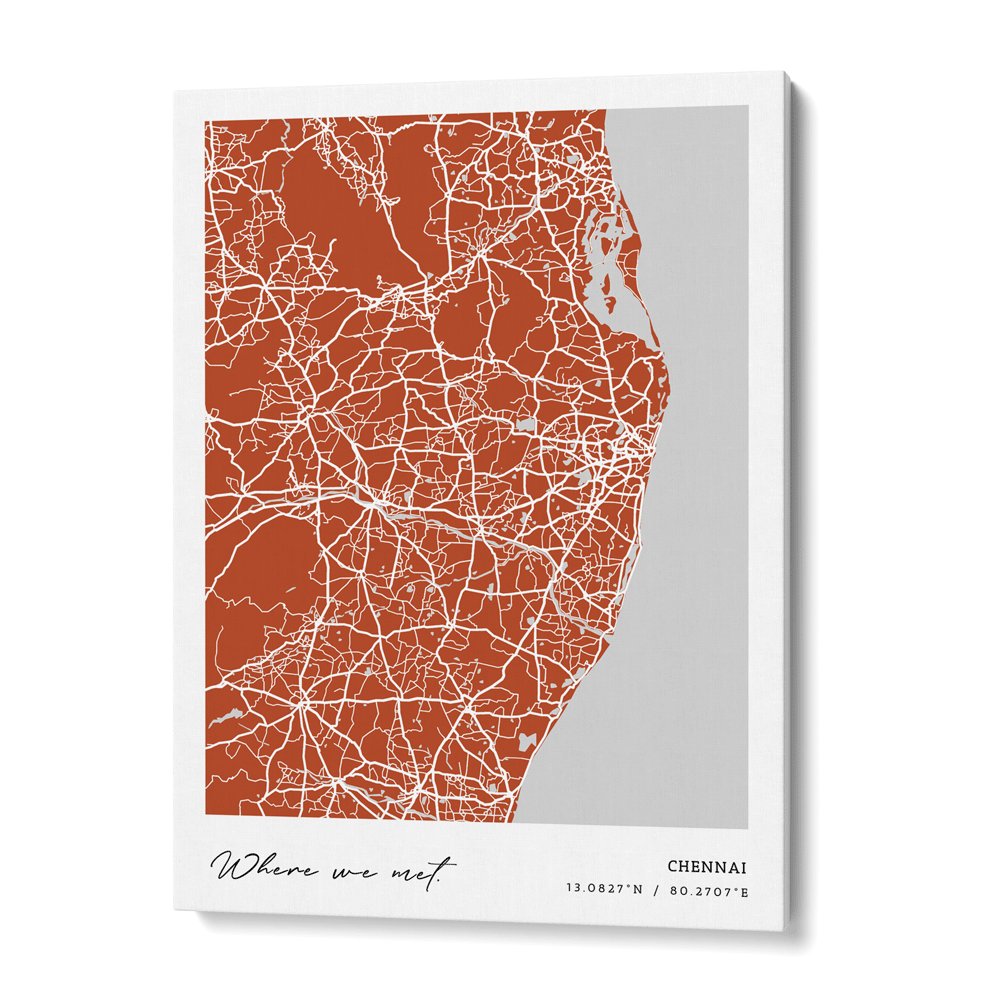 Map Art - Burnt Orange - Modern #1 Wall Journals Canvas Gallery Wrap