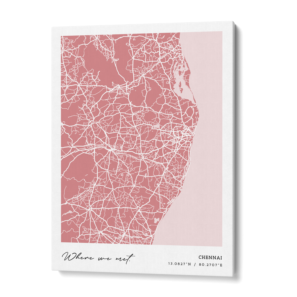 Map Art - Baby Pink - Modern #1 Wall Journals Canvas Gallery Wrap
