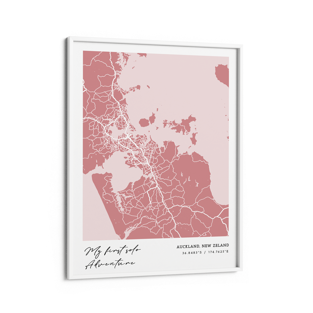 Map Art - Baby Pink - Modern #1 Wall Journals Matte Paper White Frame