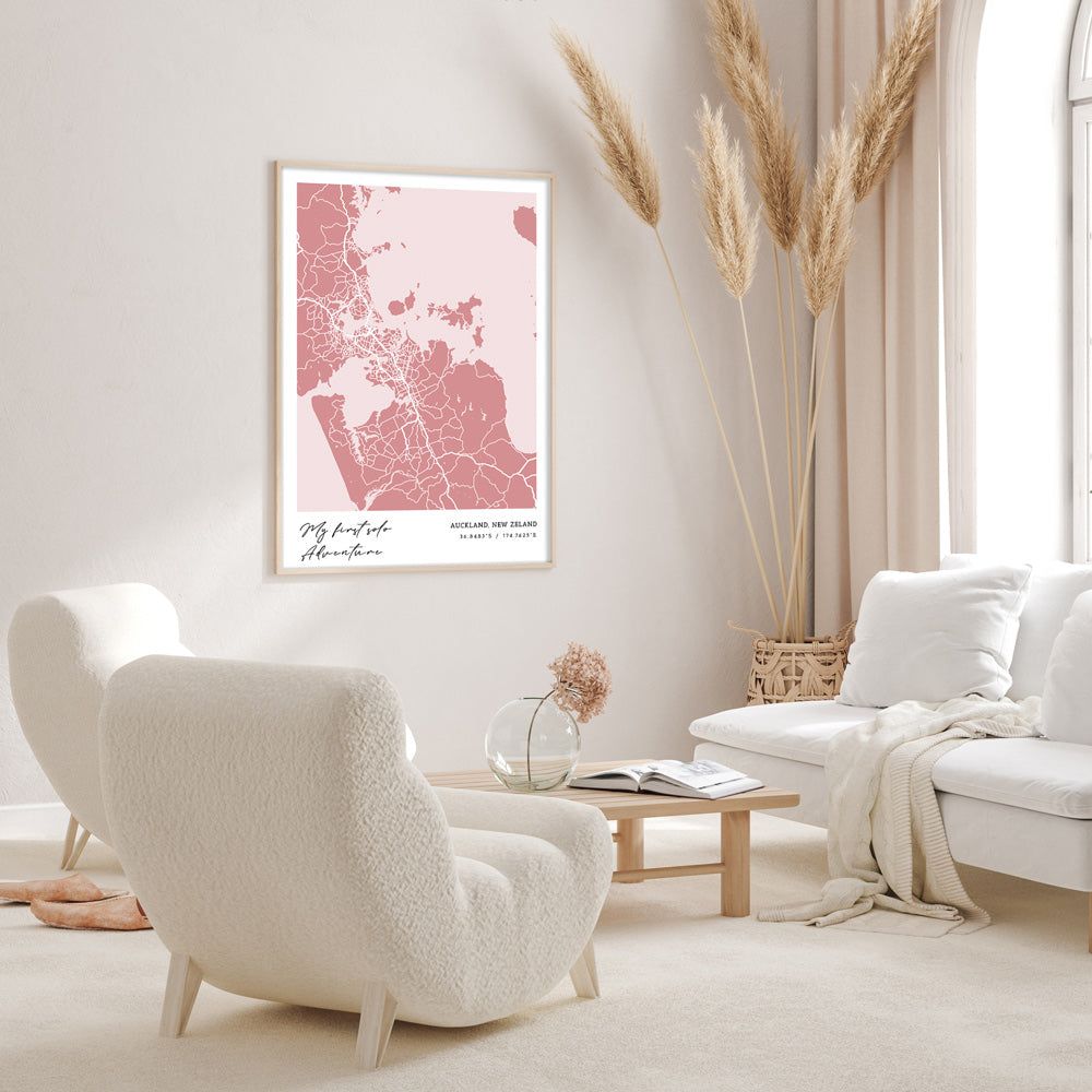 Map Art - Baby Pink - Modern #1 Wall Journals  
