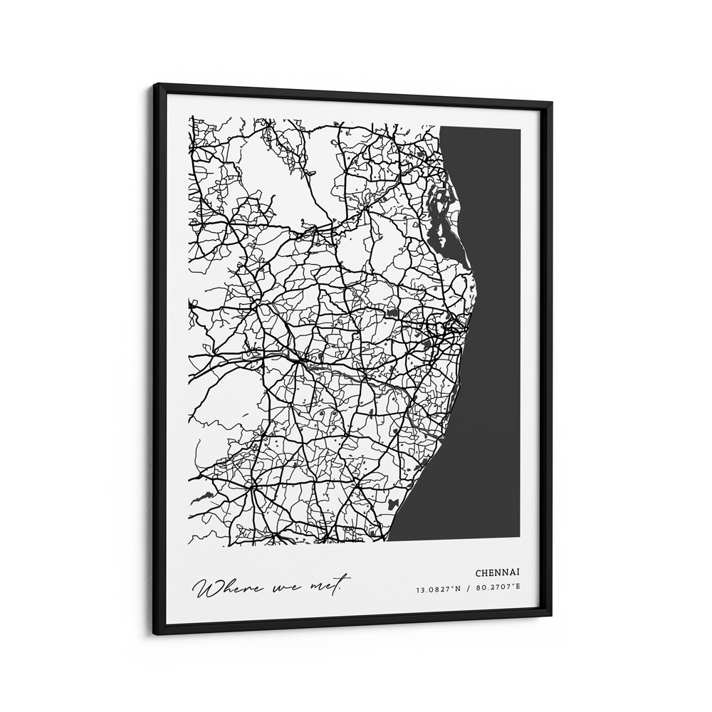 Map Art - White - Modern #1 Wall Journals Matte Paper Black Frame