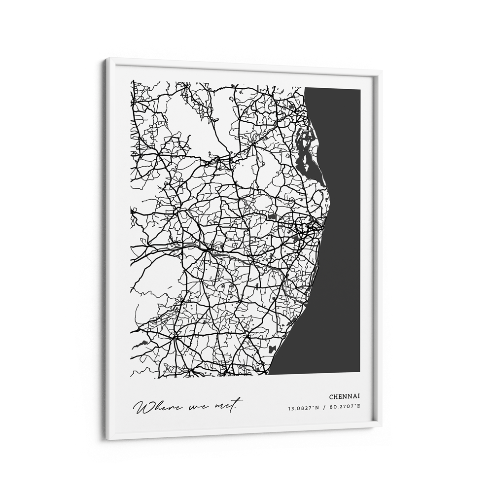 Map Art - White - Modern #1 Wall Journals Matte Paper White Frame