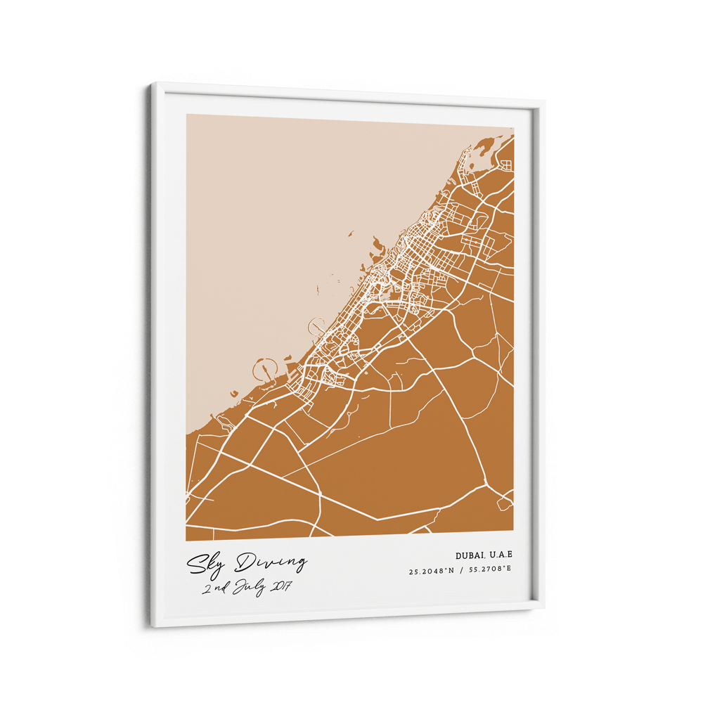 Map Art - Amber - Modern #1 Wall Journals Matte Paper White Frame