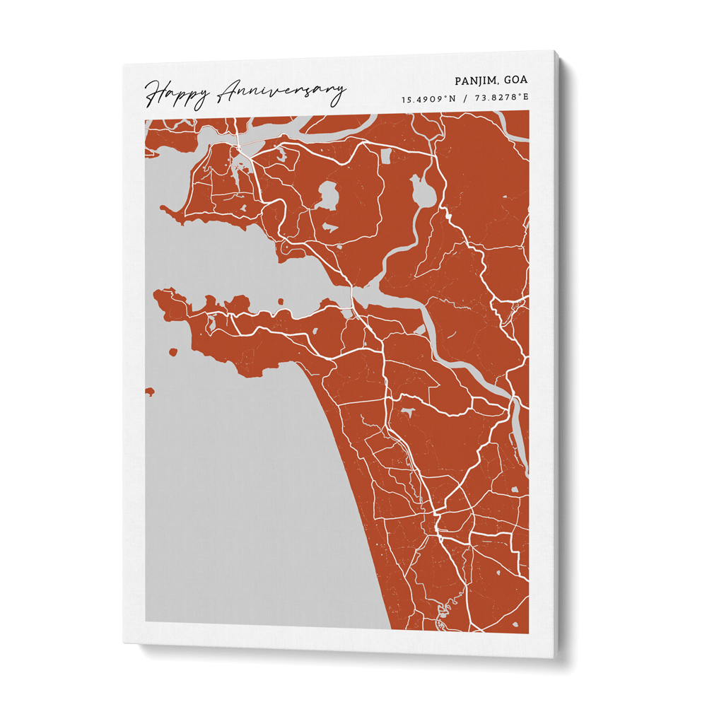 Map Art - Burnt Orange - Modern #2 Wall Journals Canvas Gallery Wrap