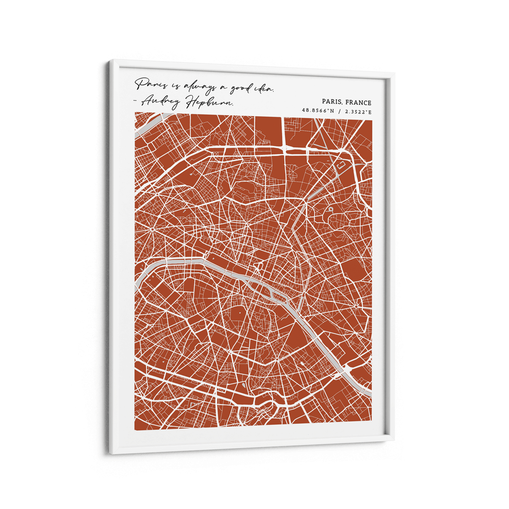 Map Art - Burnt Orange - Modern #2 Wall Journals Matte Paper White Frame