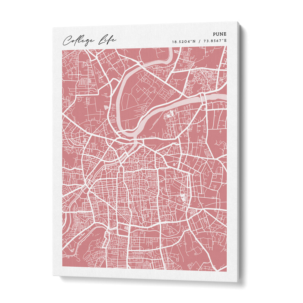 Map Art - Baby Pink - Modern #2 Wall Journals Canvas Gallery Wrap