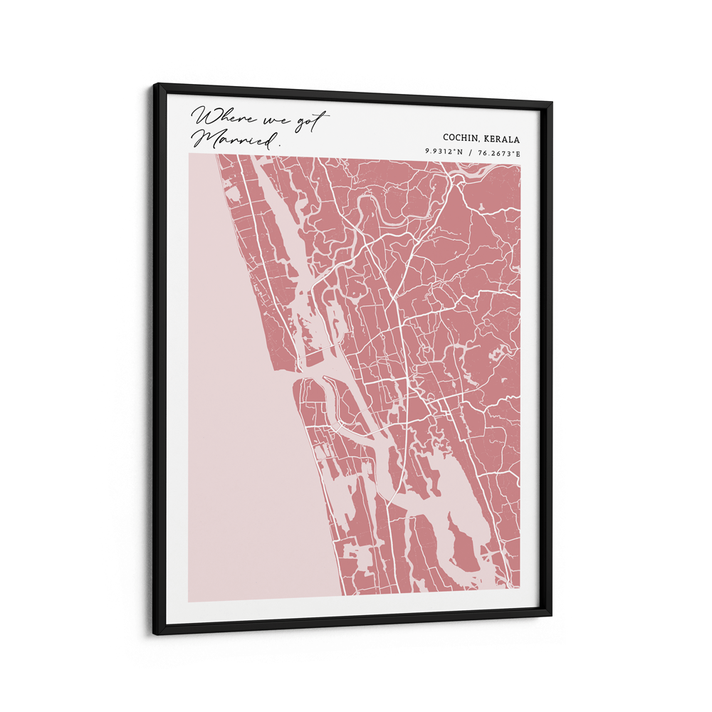 Map Art - Baby Pink - Modern #2 Wall Journals Matte Paper Black Frame