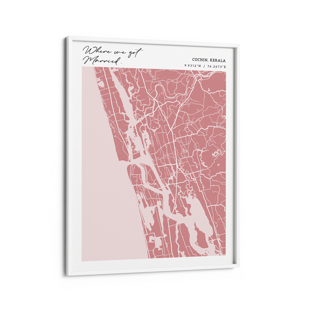 Map Art - Baby Pink - Modern #2 Wall Journals Matte Paper White Frame