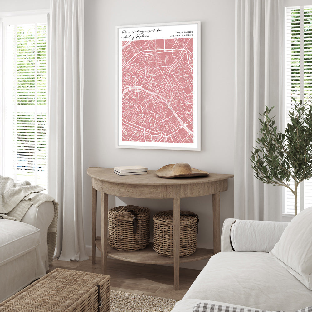 Map Art - Baby Pink - Modern #2 Wall Journals  