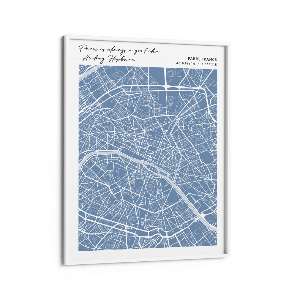 Map Art - Powder Blue - Modern #2 Wall Journals Matte Paper White Frame