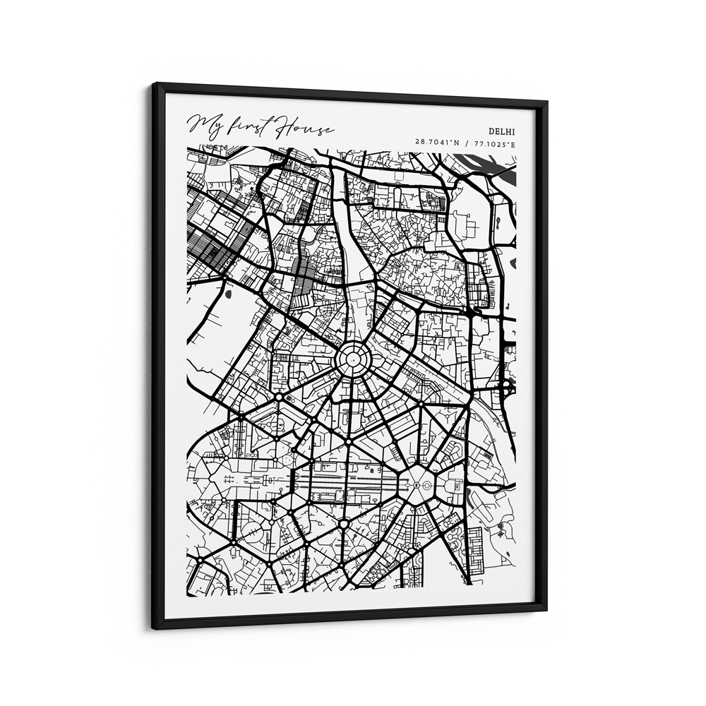 Map Art - White - Modern #2 Wall Journals Matte Paper Black Frame