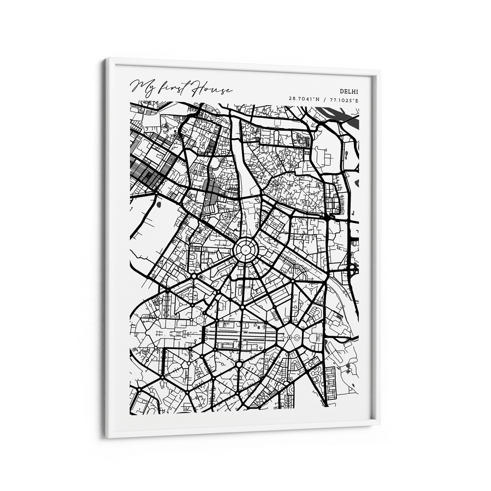 Map Art - White - Modern #2 Wall Journals Matte Paper White Frame