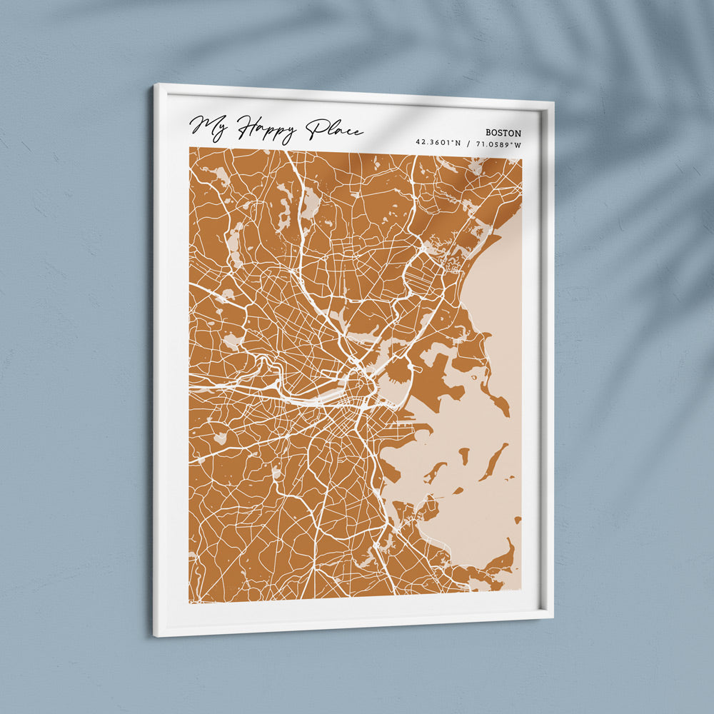 Map Art - Mustard - Modern #2 Wall Journals  