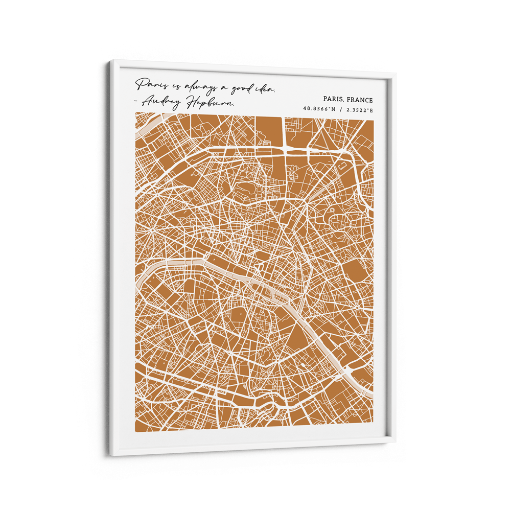 Map Art - Mustard - Modern #2 Wall Journals Matte Paper White Frame